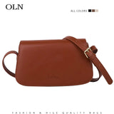 Brown Leather Crossbody Bag for Women Solid Saddle Shoulder Handbag