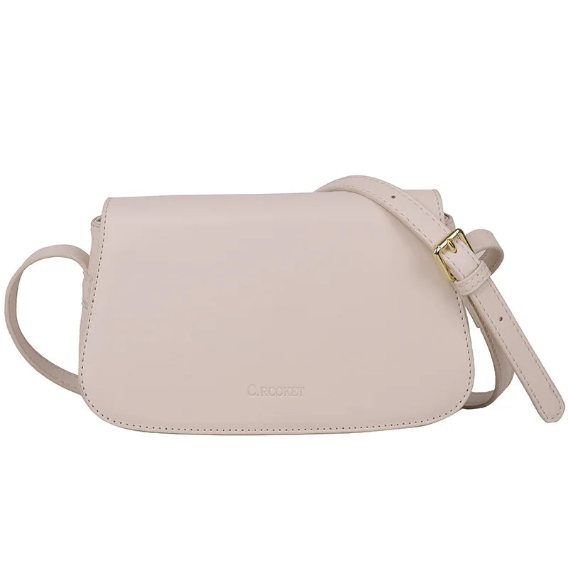 Brown Leather Crossbody Bag for Women Solid Saddle Shoulder Handbag