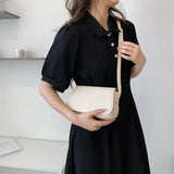 Brown Leather Crossbody Bag for Women Solid Saddle Shoulder Handbag