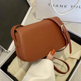 Brown Leather Crossbody Bag for Women Solid Saddle Shoulder Handbag