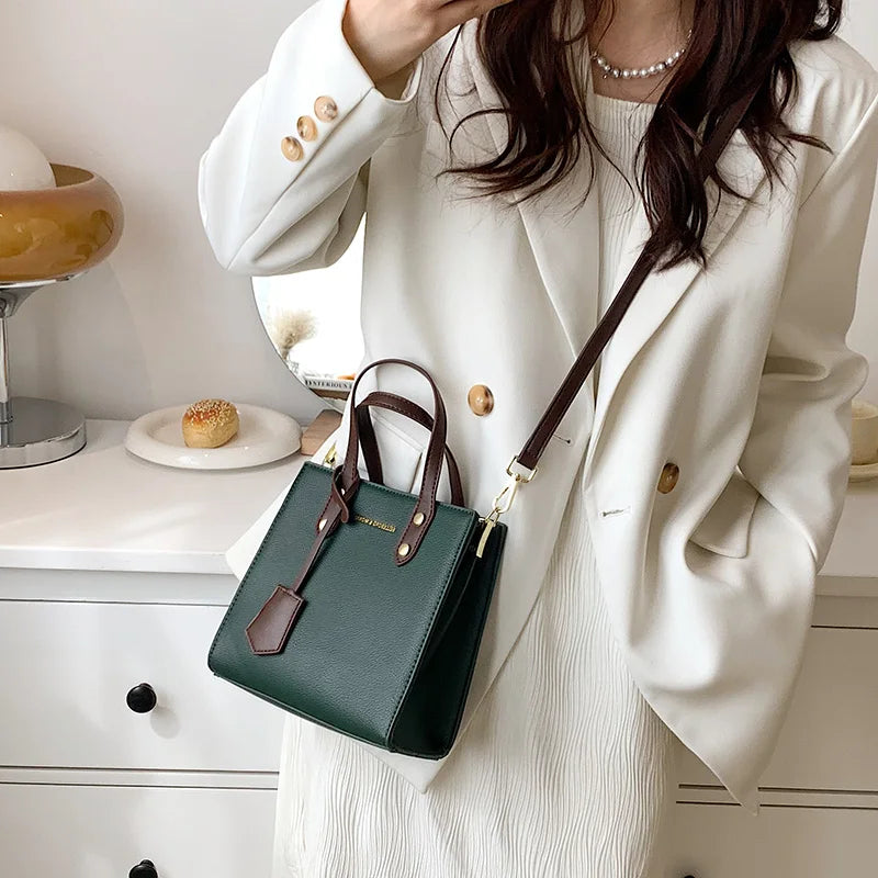 Women's Small Crossbody Tote Bag PU Leather Square Shoulder Bag