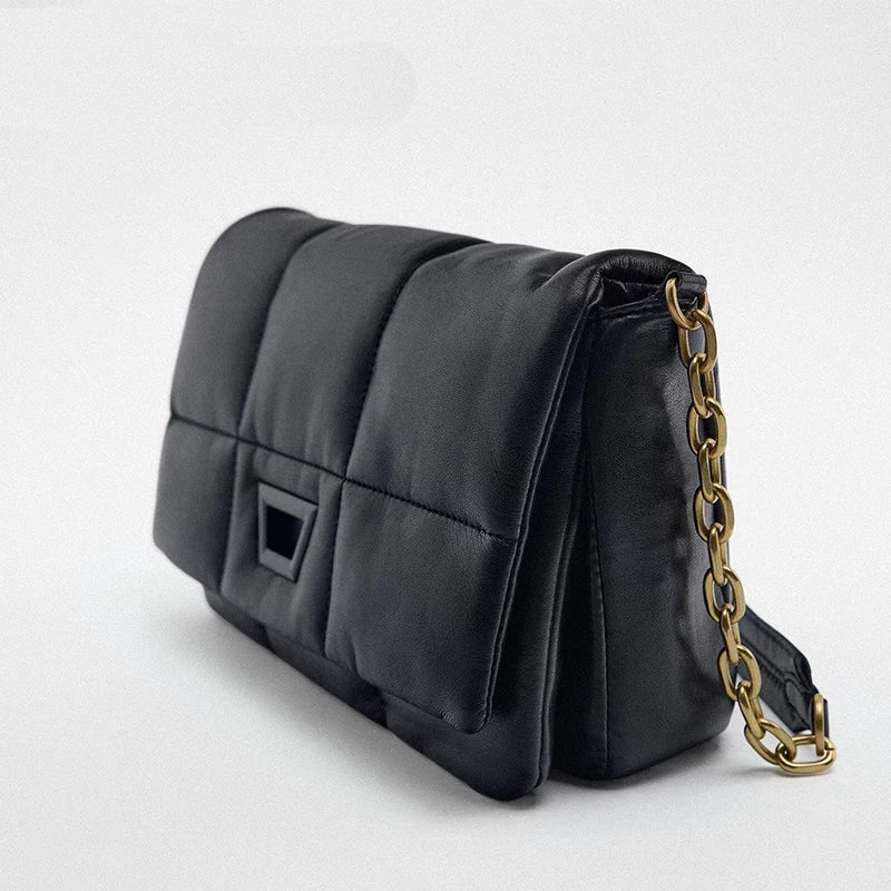Small Women's Solid Chain Shoulder Bag Vintage Handbag