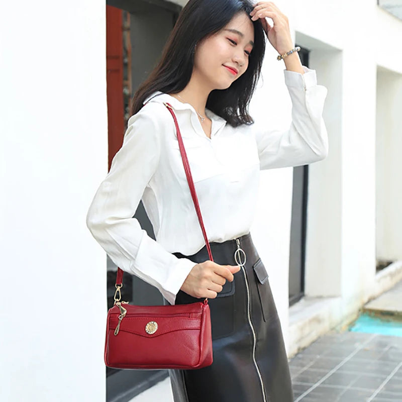 Soft Leather Shoulder Bag Crossbody Messenger Purse Clutch