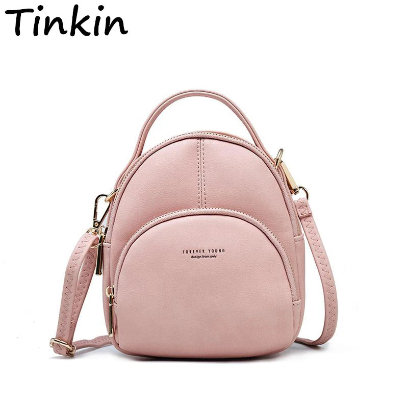 Small Women Backpack Two-use Shoulder Bag Soft Candy Female Bags