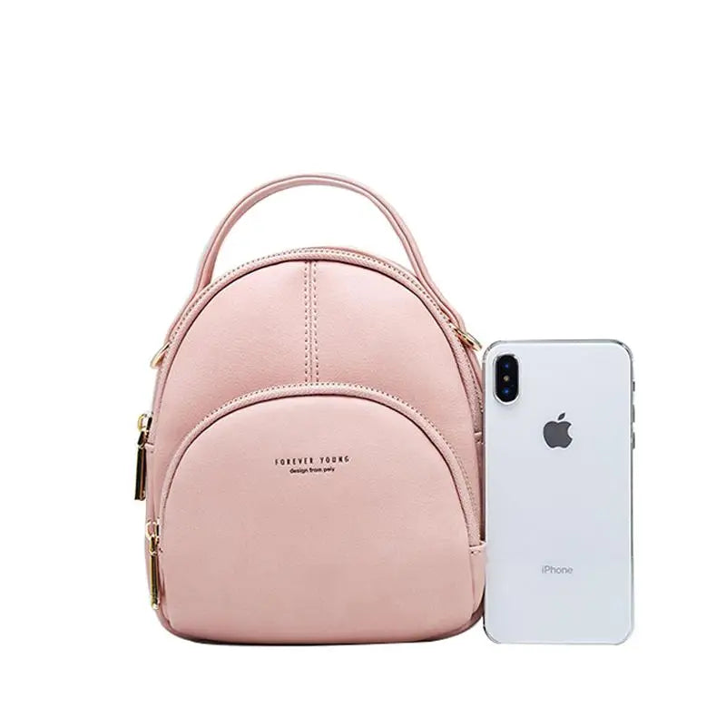 Small Women Backpack Two-use Shoulder Bag Soft Candy Female Bags