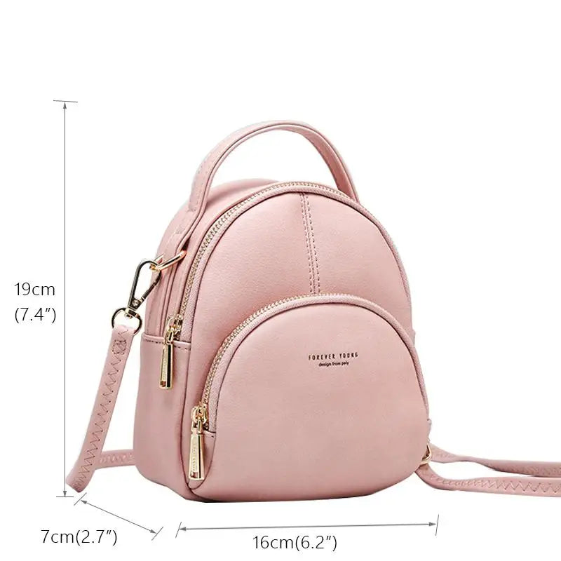 Small Women Backpack Two-use Shoulder Bag Soft Candy Female Bags