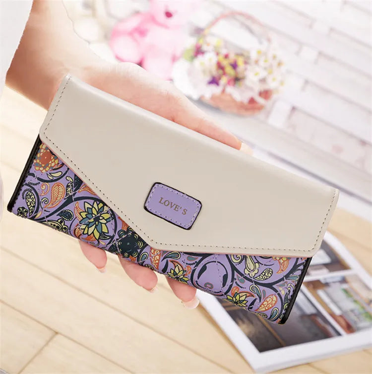 Small Garden Flowers Wallet Long Contrasting Envelope Bag
