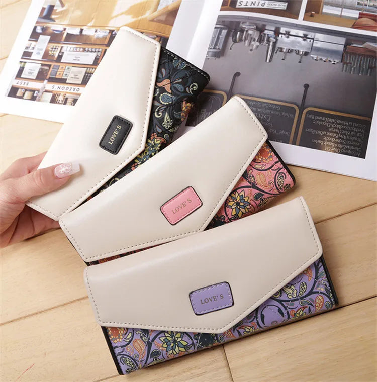Small Garden Flowers Wallet Long Contrasting Envelope Bag