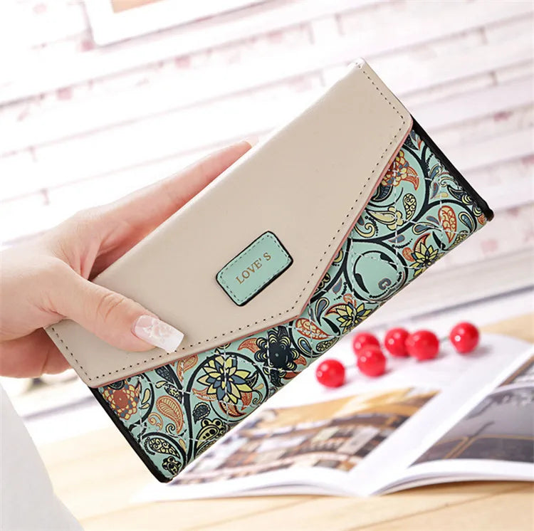 Small Garden Flowers Wallet Long Contrasting Envelope Bag