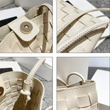 Small Knitting Messenger Phone Bag For Women Top PU Leather