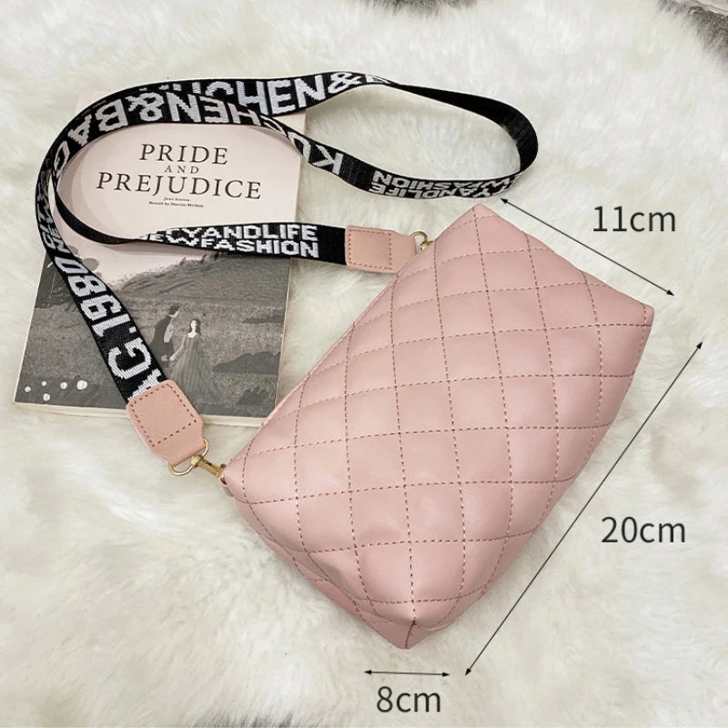 Lingge Embroidery Camera Crossbody Bag for Women