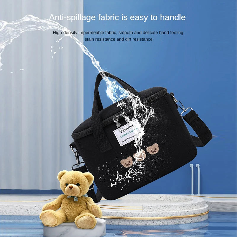 Bear Embroidery Mother Baby Bag Diaper Waterproof Insulation Mommy Bag