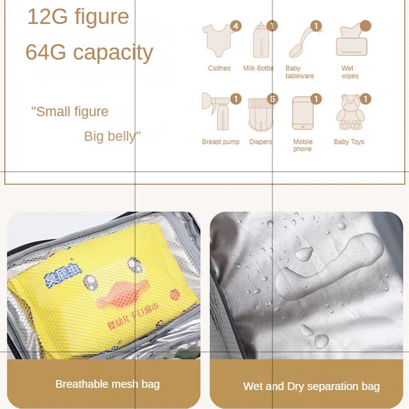 Bear Embroidery Mother Baby Bag Diaper Waterproof Insulation Mommy Bag