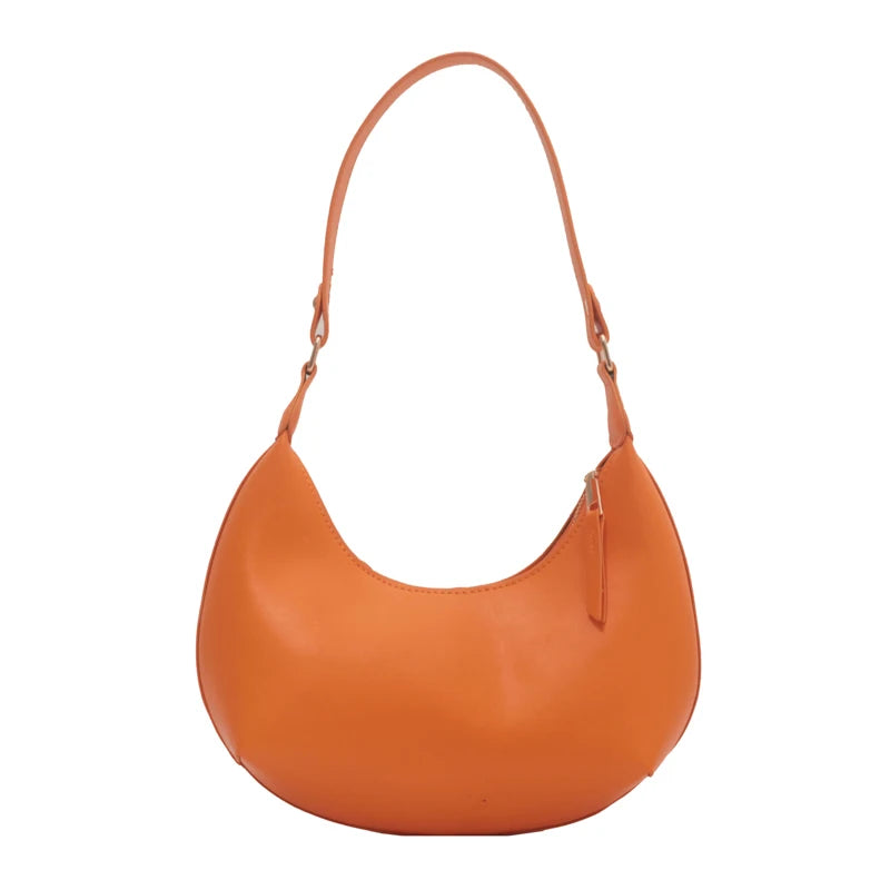 Half Moon Shoulder Bag Women Handbag PU Leather Underarm Tote