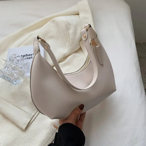 Half Moon Shoulder Bag Women Handbag PU Leather Underarm Tote