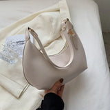 Half Moon Shoulder Bag Women Handbag PU Leather Underarm Tote