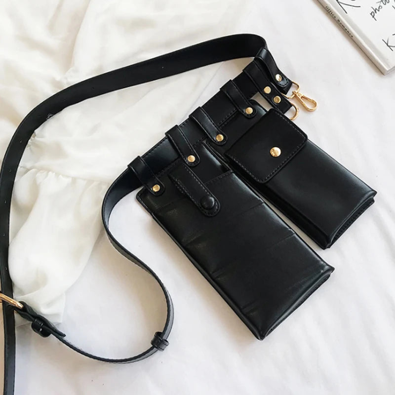 Small PU Leather Waist Bag Waist Belt Bag Crossbody Chest Bags Girl Fanny Pack