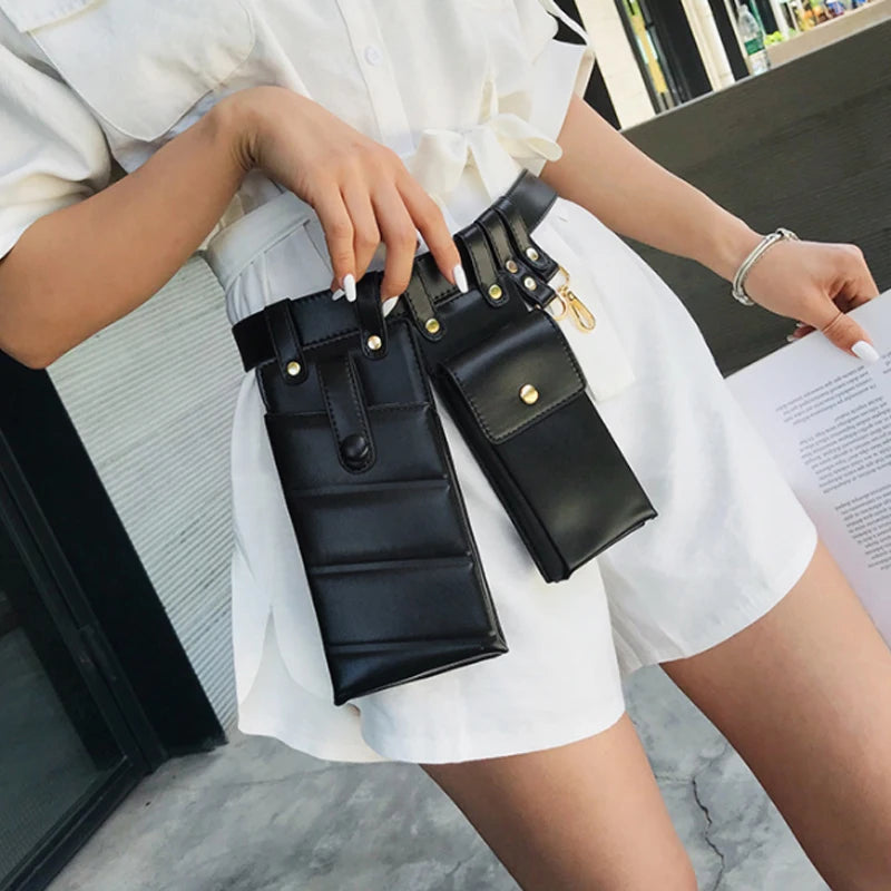Small PU Leather Waist Bag Waist Belt Bag Crossbody Chest Bags Girl Fanny Pack