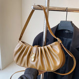 Pleated PU Leather Chain Crossbody Bag for Women In Shoulder Handbags