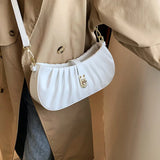 Pleated PU Leather Chain Crossbody Bag for Women In Shoulder Handbags