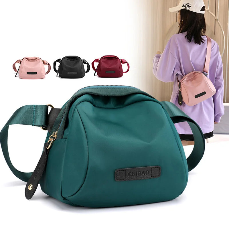 Women's Nylon Shoulder Bag with Wide Strap Crossbody Purse
