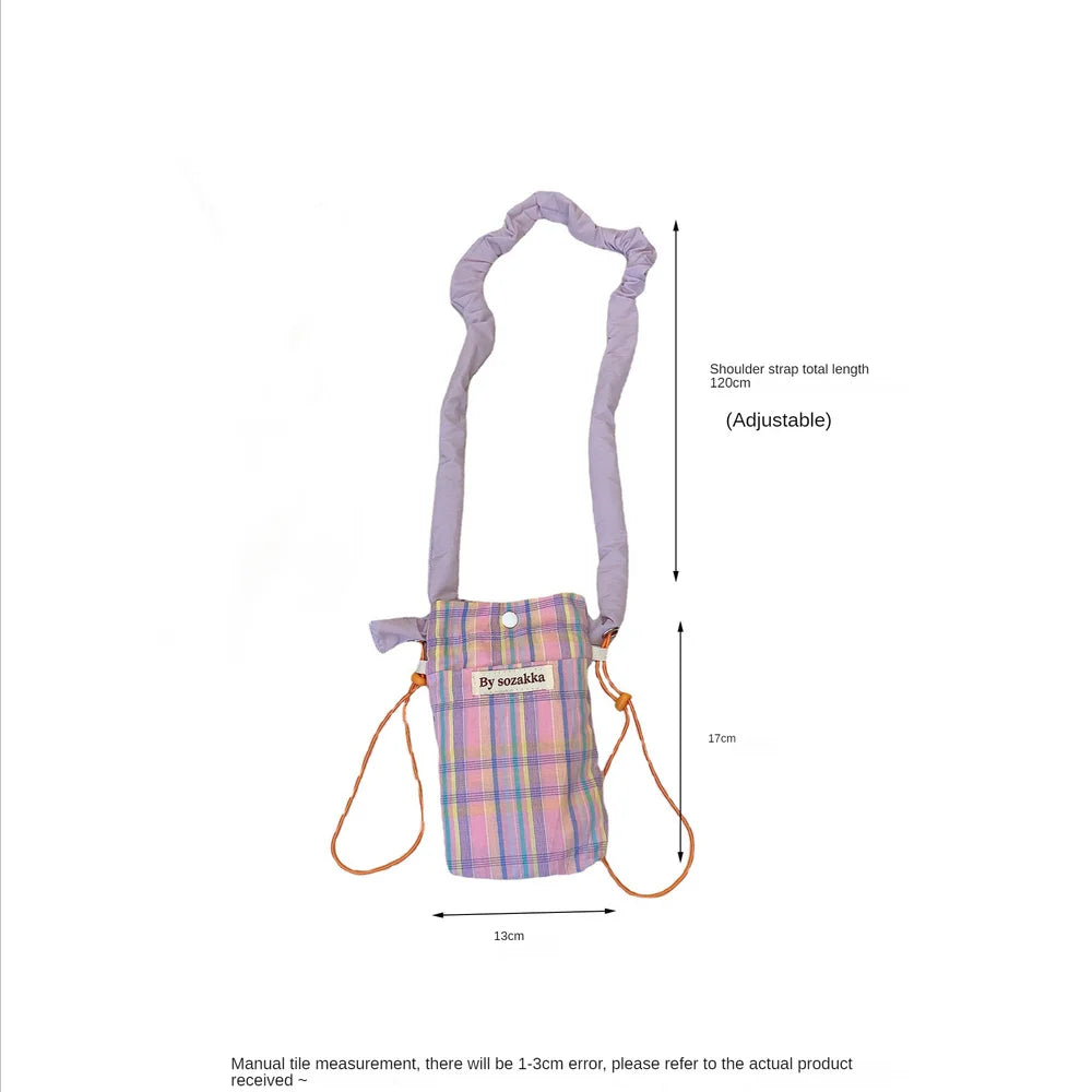 Canvas Women Mini Shoulder Bag Plaid Wallet