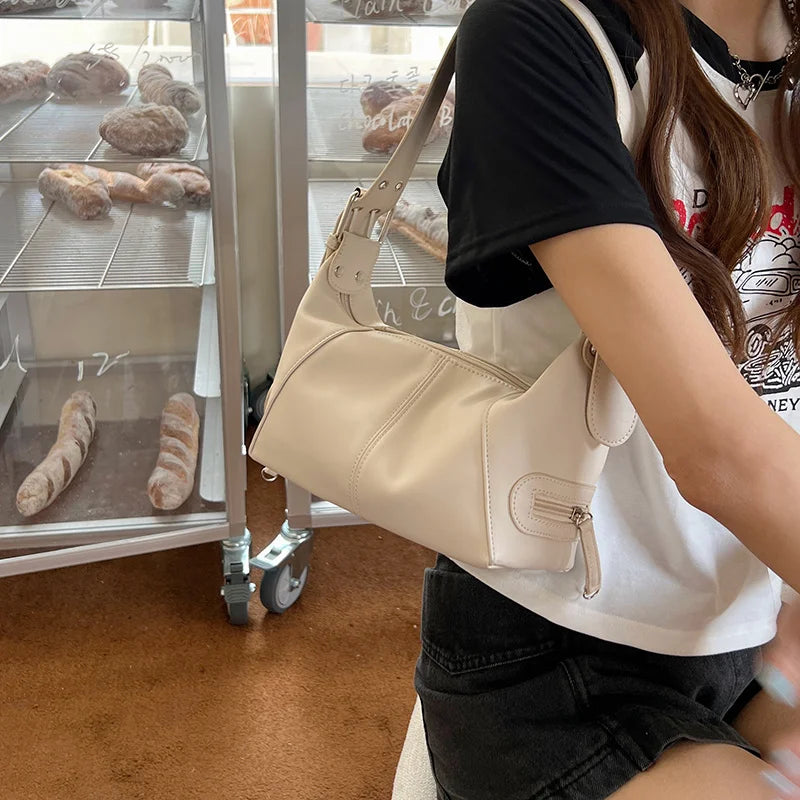 Small PU Leather Women's Underarm Bag Retro Style