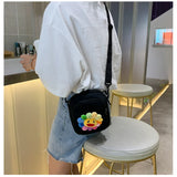 Small Square Women Canvas Handbags Mini Cloth Sunflower Shoulder Bags