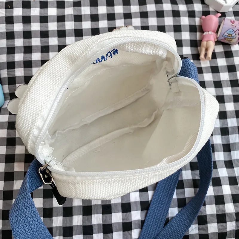 Women Canvas Shoulder Bag Cartoon Print Mini Handbag Phone Crossbody Purse