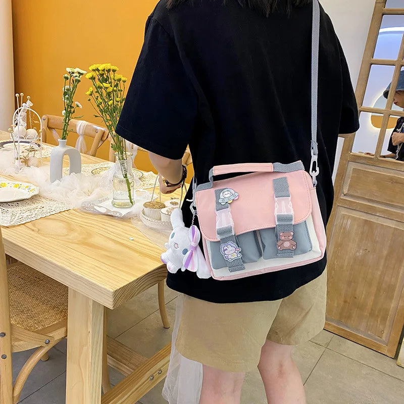 Small Women Girl Shoulder Bag Cross Body Handbag Flap Patchwork