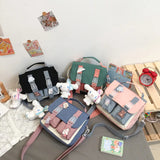 Small Women Girl Shoulder Bag Cross Body Handbag Flap Patchwork