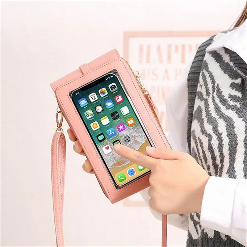 Small Women Handbag PU Leather Bag Touch Screen Phone Purse