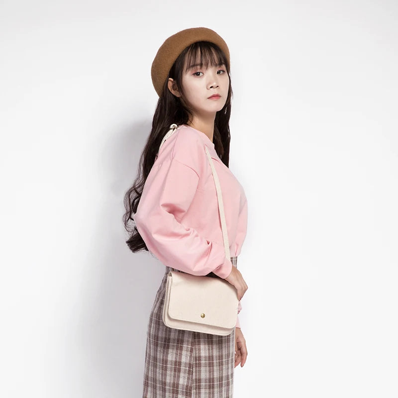 Small Square Bag Canvas Bag Japanese Style Female Sling Bag