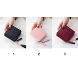 Soft Square Women Wallet with Tassel Drop and Smooth Zipper Closure