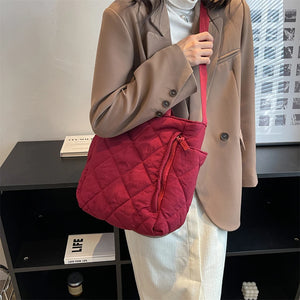 Quilted Small Messenger Shoulder Bag Padded Women Winter Purse