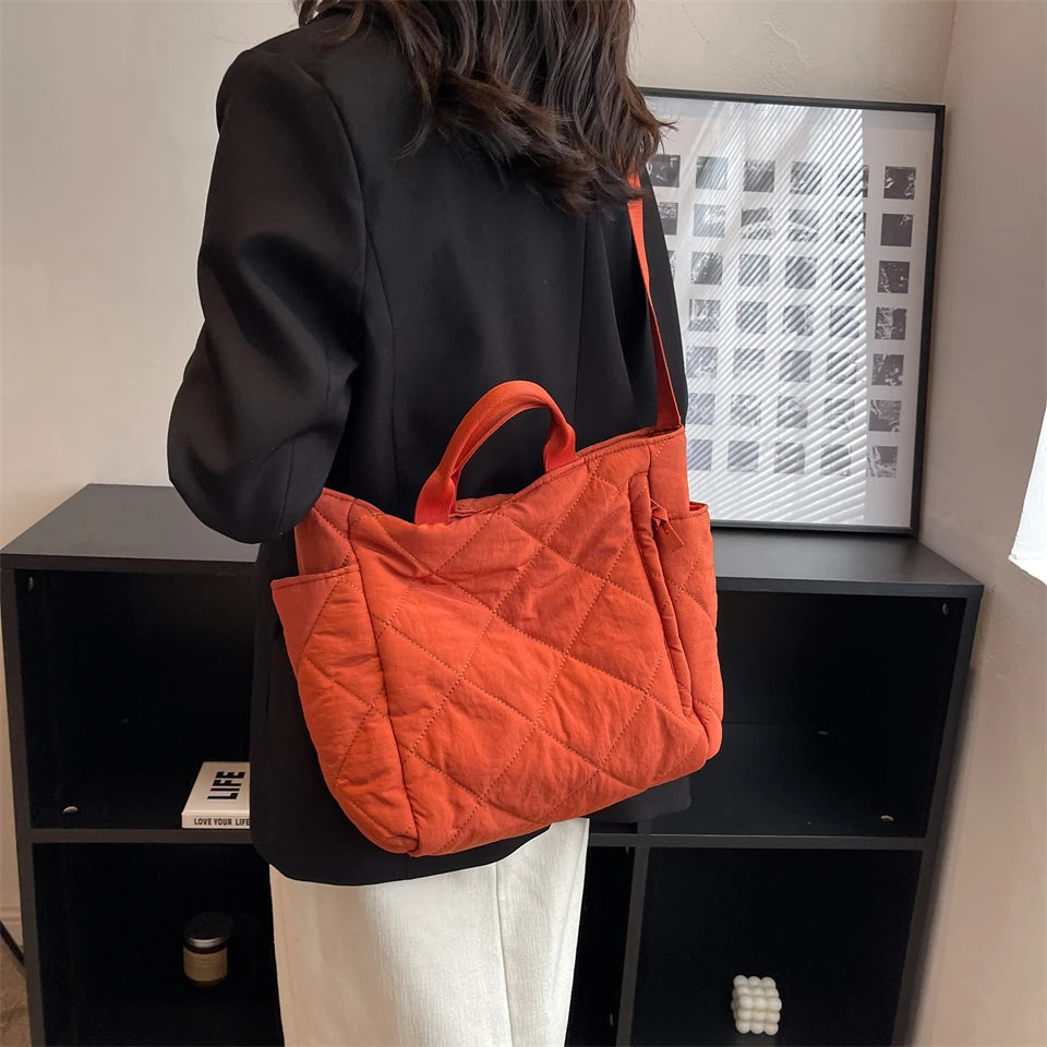 Quilted Small Messenger Shoulder Bag Padded Women Winter Purse