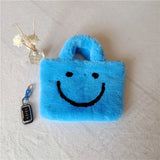 Faux Fur Chain Shoulder Bag Smiley Face Plush