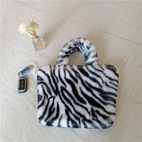 Faux Fur Chain Shoulder Bag Smiley Face Plush