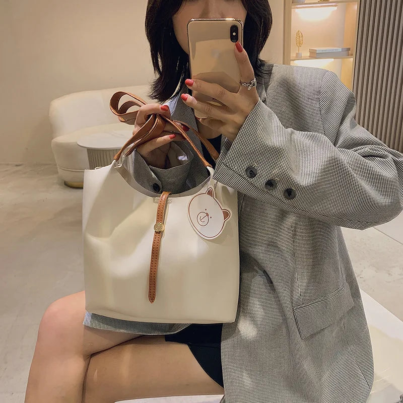 Soft Leather Handbags for Women Large Capacity Shopping Shoulder Tote Purse