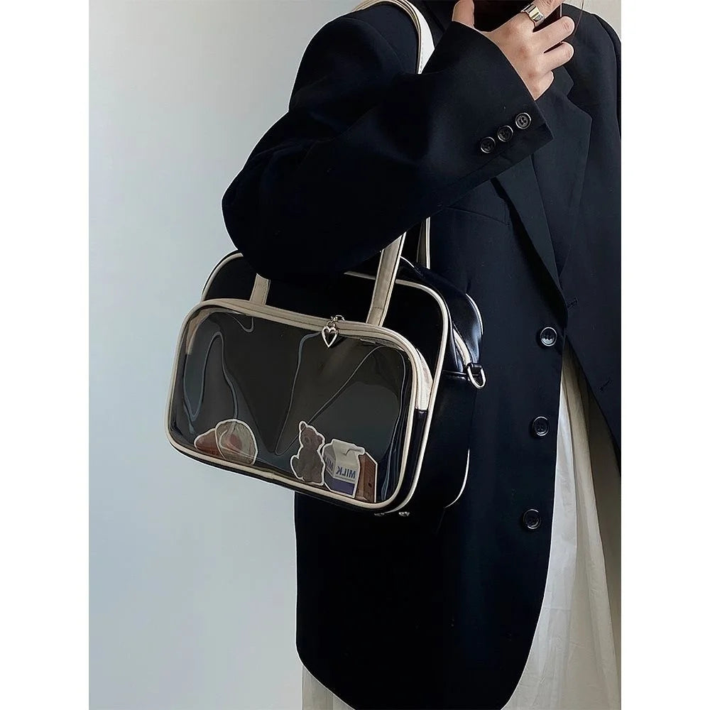 Soft Leather Shoulder Messenger Bag Tote Bag for College Students