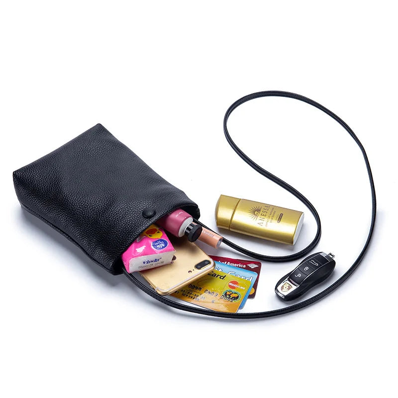 Soft Leather Mini Bucket Bag Small Handbags Women Bags For Cell Phone Shoulder B