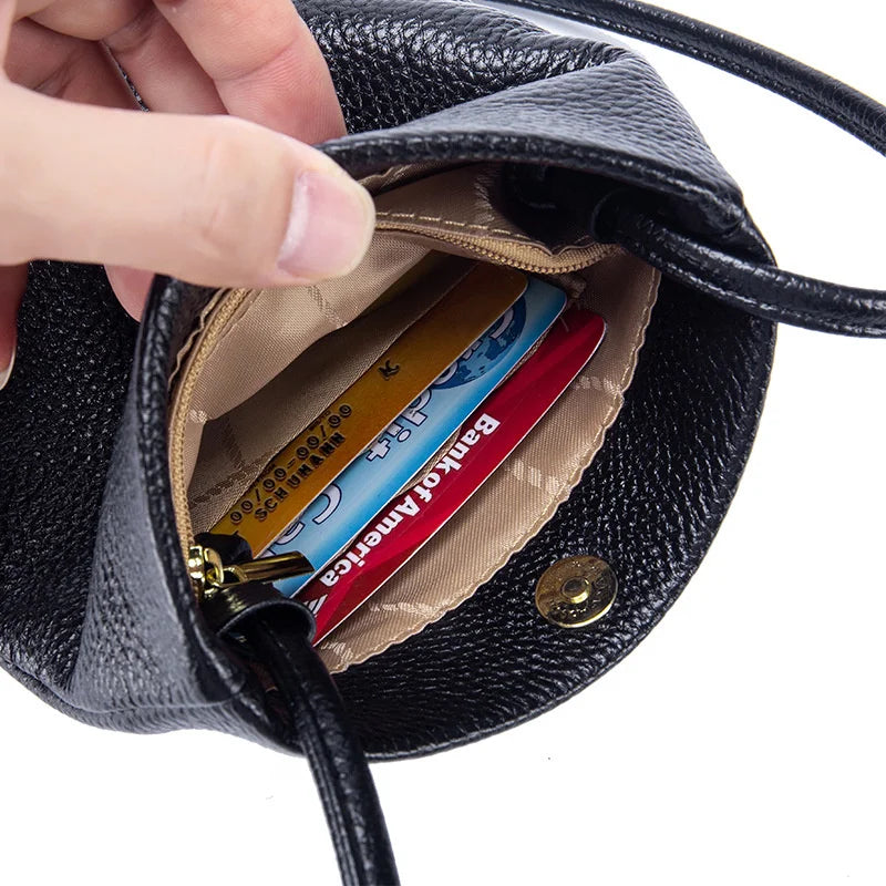 Soft Leather Mini Bucket Bag Small Handbags Women Bags For Cell Phone Shoulder B