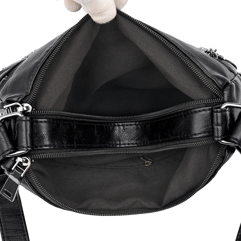 Soft PU Leather Crossbody Bag For Women Shoulder Bag Mult-pockets Messenger Bag