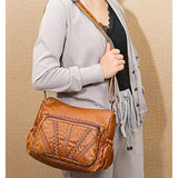 Vintage PU Leather Shoulder Bag Women Messenger Bag Lady Handbag