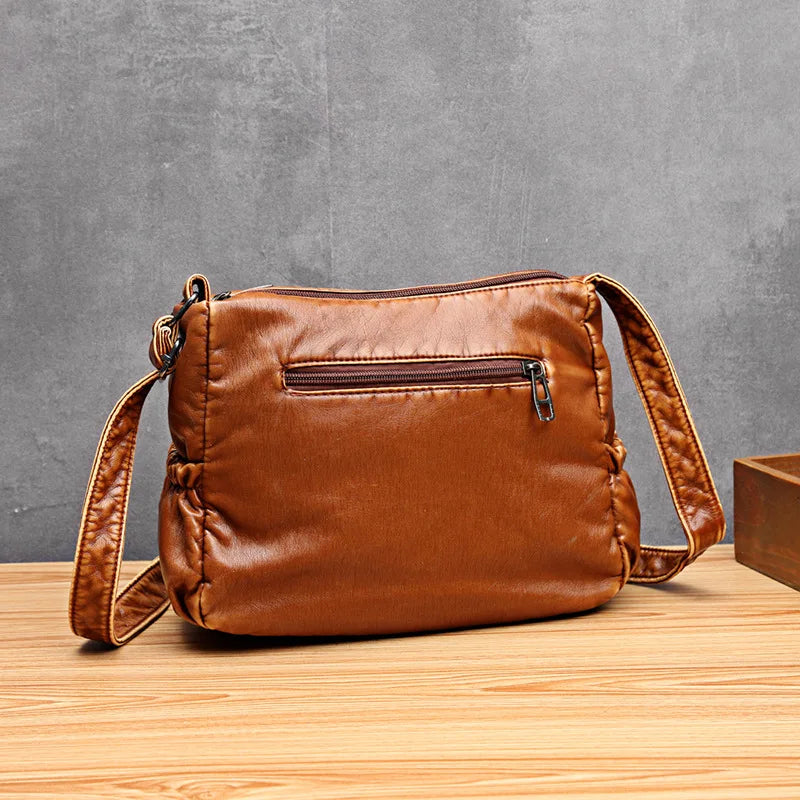 Vintage PU Leather Shoulder Bag Women Messenger Bag Lady Handbag