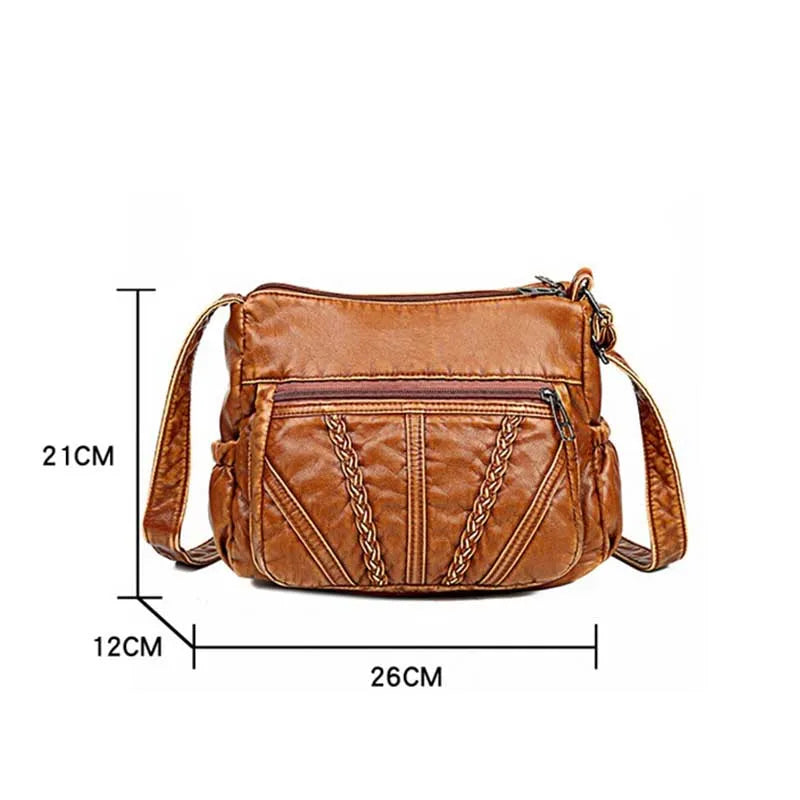 Vintage PU Leather Shoulder Bag Women Messenger Bag Lady Handbag