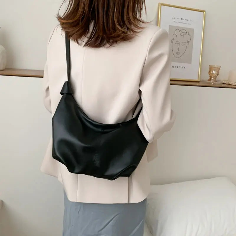 PU Leather Shoulder Bag Women Crossbody Large Capacity Handbag Zipper Hobos