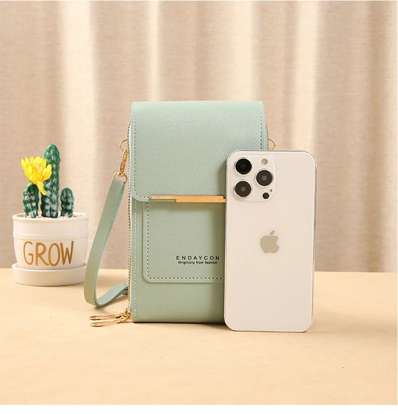 Women's PU Leather Touch Screen Cell Phone Purse Crossbody Bag