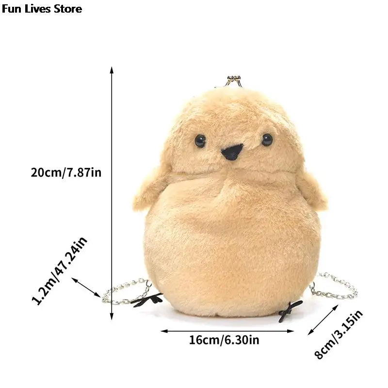 Plush Chicken Handbags Metal Chains Shoulder Bags Chick Crossbody Bags