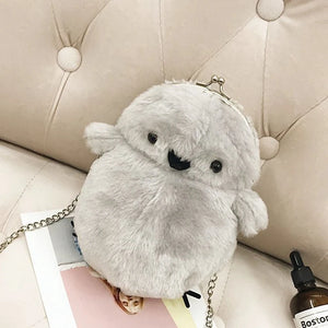 Plush Chicken Handbags Metal Chains Shoulder Bags Chick Crossbody Bags